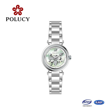 Flower in Dial All Stainless Steel Swiss Ronda Quartz Movement Lady Watch